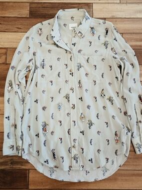 Burberry Embellished Floral Button-Up Blouse W/Swarovski Crystals Mobwife Luxury